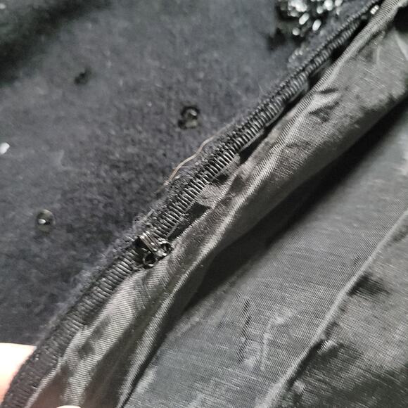 Vintage Womens 38 Lambswool Angora Cardigan Sweater Black Beaded Sequins - Picture 5 of 9